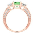 thumbnail image 4 of 3.61 ctw 3 Stone Anniversary Ring for Women | Emerald Cut Simulated Green Diamond | Hyperallergenic Solid 14K Rose Gold, 4 of 5