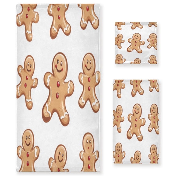 Three-Piece Towel Set Face Towel Towel Set Hand Towel Bath Towel Cotton Bath Towels Bath Towel Sets Hand Bath Towels The Christmas Gingerbread Man