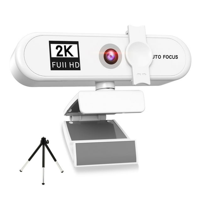 bedienty Caméra Web d'Ordinateur HD USB Conférence PC Caméra avec Micro Filaire Remplacement Externe Web Cam Caméscope Maison Bureau Blanc 2K