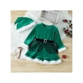 thumbnail image 2 of Kids Baby Girl Christmas Dress Outfit, Long Sleeve Plush Trim Belted Dress + Santa Hat 2 Pieces Clothes Set 2-6 Years, 2 of 7