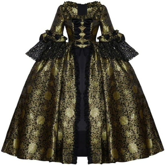 Regal Marie Antoinette Inspired Ball Gown - Baroque Rococo Style Dress in Gold & Black