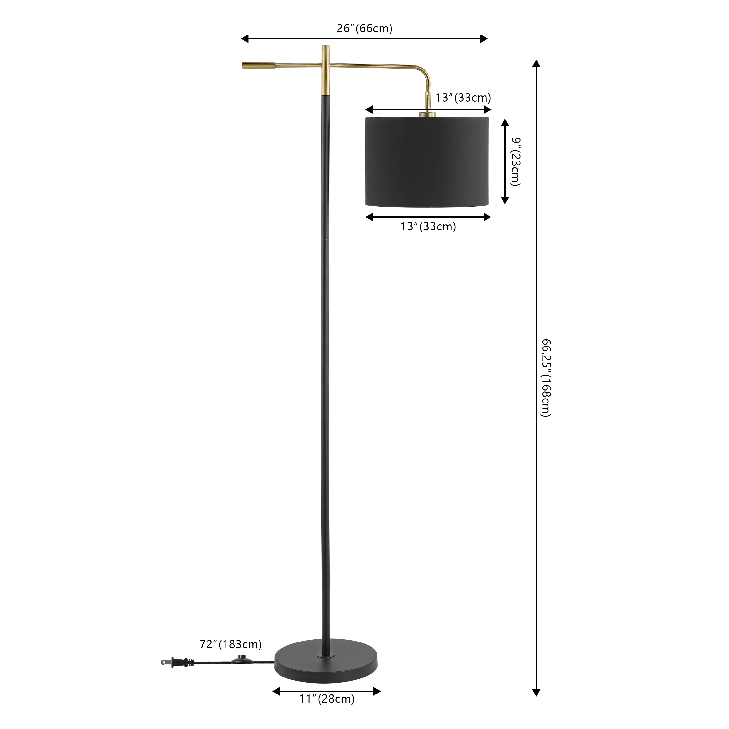 SAFAVIEH Thera 66 in. Modern Black Cotton Floor Lamp with 100% Black Cotton Shade