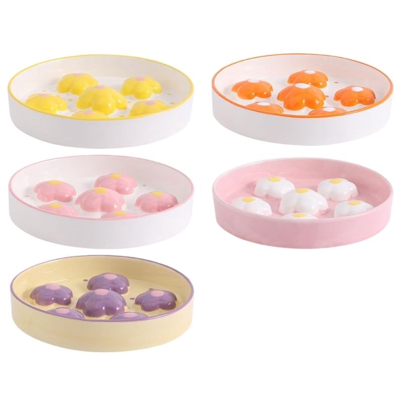 Yiran Hand-Painted Cat Anti-Choking Slow Feeder Bowl, Yellow