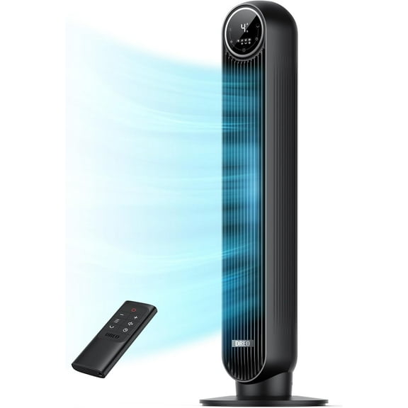 Dreo Tower Fan for Bedroom, 25ft/s Velocity Quiet Floor Fan, 90 °   Oscillating Fans for Indoors with 4 Speeds, 4 Modes, 8H Timer, Standing Fans, Bladeless Fan, White (DR-HTF007)