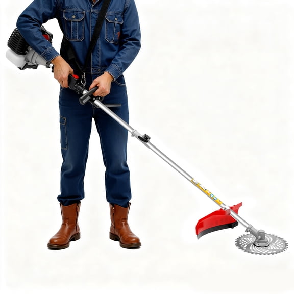 52CC 2-Stroke Gas Multi-Trimmer, 8500r/Min 0.9Qt Tank Capacity Detachable Gasoline Power Garden Lawn Aluminum Brush Cutter String Trimmer w/7 Heads
