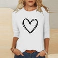 thumbnail image 2 of Plebaso Hauts Cœur pour Femmes Manches 3/4 Col Rond T-Shirts Décontractés Imprimé Pull Femmes 2025 Tee Blouses, 2 of 4