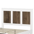 thumbnail image 6 of Farmhouse Wooden Platform Queen Size Bed, Modern Platform Bed with Wooden Strip Decoration, Plywood Slats Support, White, 6 of 8