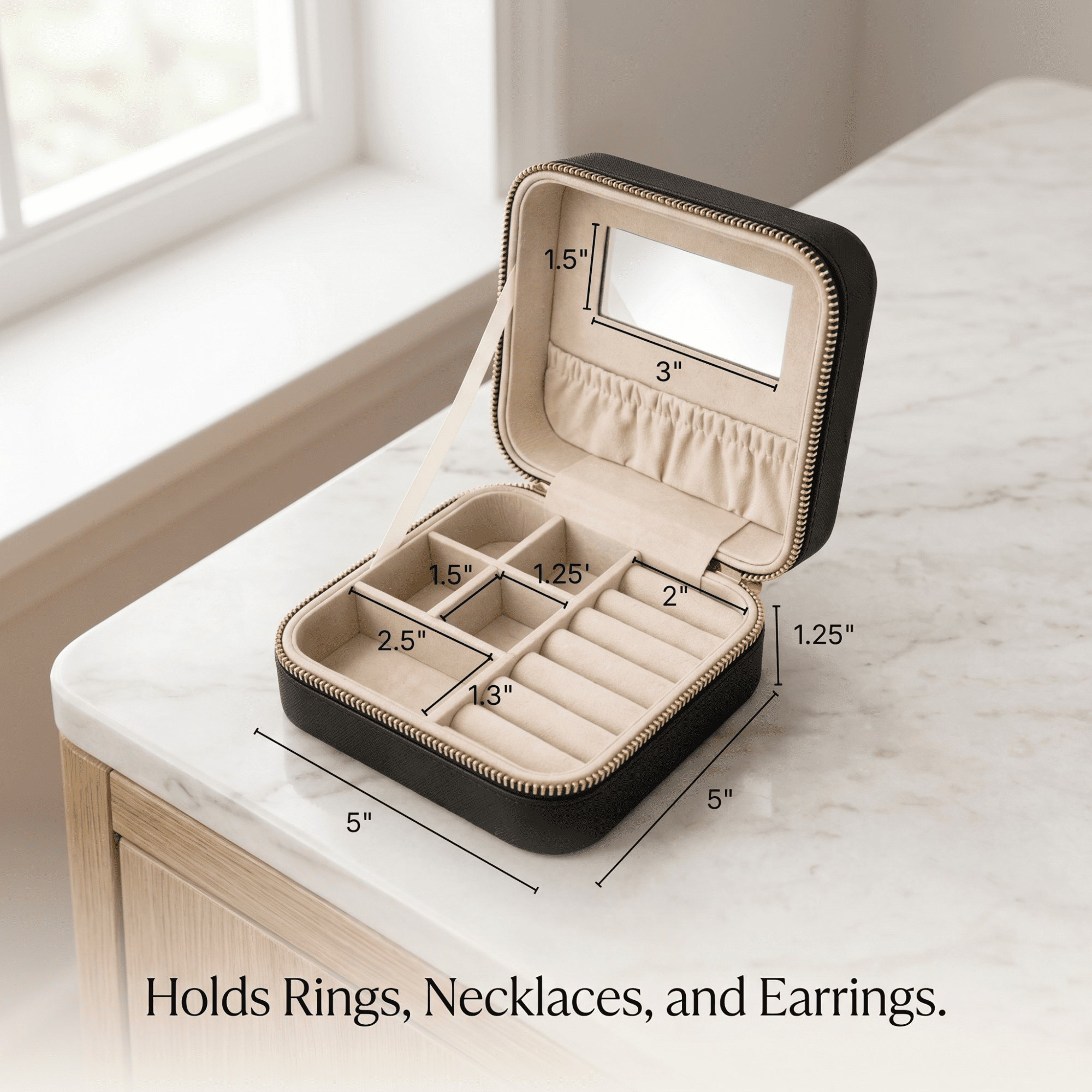 Hives & Honey Women's Black Mya Compact Jewelry Travel Case