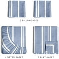 thumbnail image 3 of CGK Linens 4-Piece Hotel Luxury Striped Sheet Set - King Size Stripe Pattern Bed Sheets, Blue Stripes 3, 3 of 7