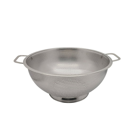 Fox Run Large Stainless Steel Colander, 5 Quart Pasta Strainer With Handles, 11” x 13.5” x 5”