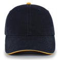 thumbnail image 1 of Brushed Twill Cap with Sandwich Bill, Navy & Gold - One Size, 1 of 1