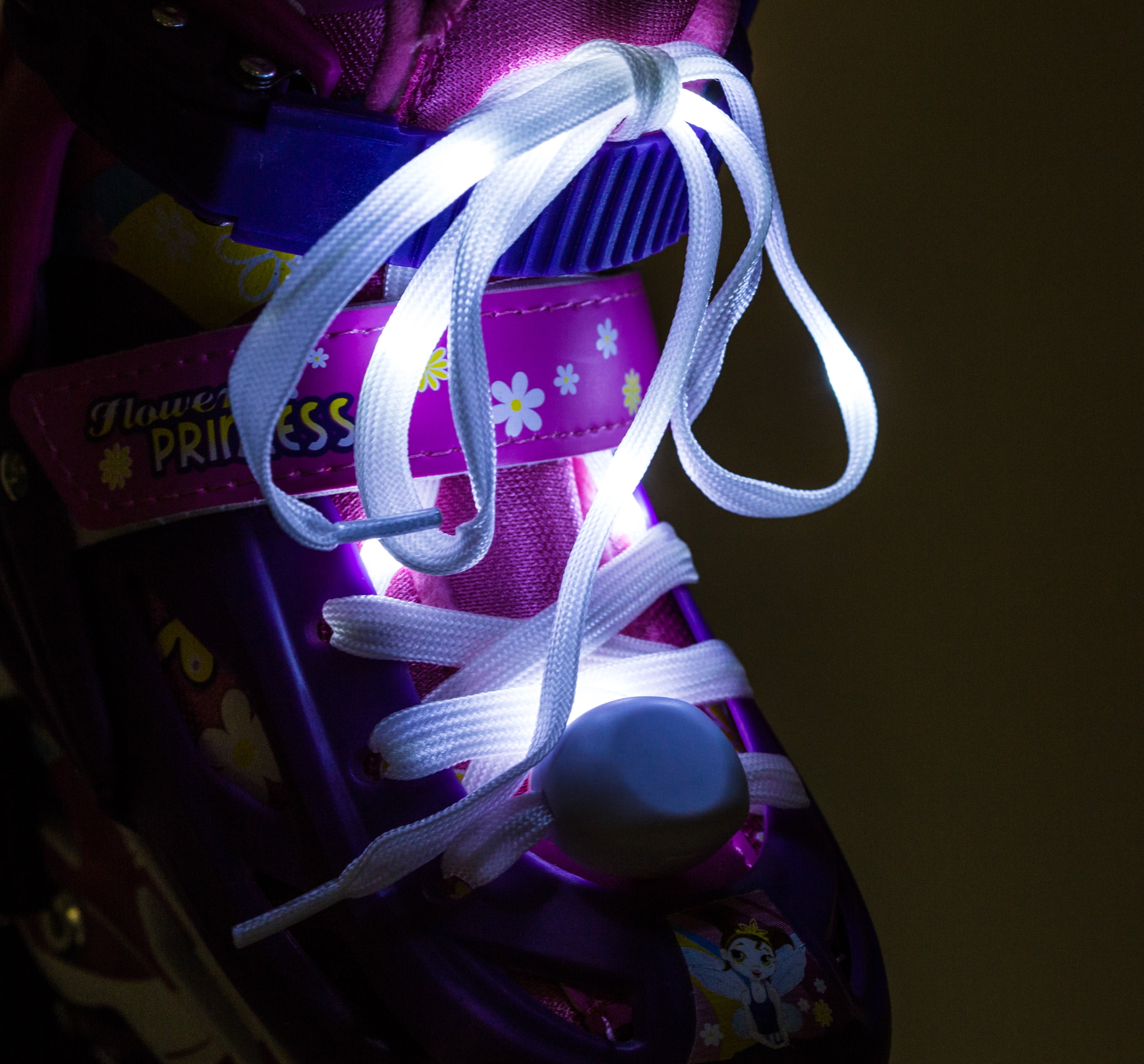 TITAN Flower Princess Girls Inline Skates with Light-Up LED Laces and Wheel, Youth Size Small