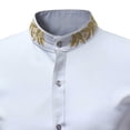 thumbnail image 4 of EQWLJWE Men's Luxury Gold Embroidery Design Slim Fit Short Sleeve Button Up Dress Shirts, 4 of 4