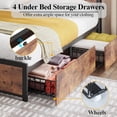 thumbnail image 5 of Gyfimoie Full Bed Frame with 4 Storage Drawers, LED Bed Frame with Wireless Charging & Outlets & USB & Type-C Port, Metal Platform Bed Frame with 2-Tier Storage Headboard, No Box Spring Needed(Full), 5 of 8
