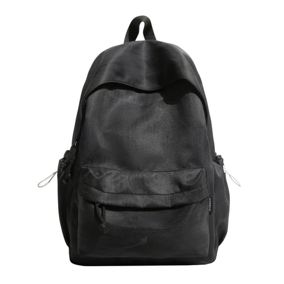 Multi-Pockets School Backpack, Water Resistant Backpack with Drawstring Side Pocket, Spacious Laptop Rucksack for Commute Travel (Black)