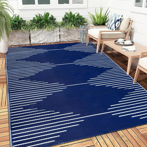 Waterproof Outdoor Rug 9x12 Reversible Plastic Straw Rug Patio Rug Large Outdoor Mat Outdoor Patio Rug for RV Camping Backyard Deck Picnic Balcony Beach