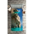 thumbnail image 2 of Ambesonne Marine Quilted Coverlet 2 Pcs, Sea Cave on Zakynthos, Twin Size, Tan Pale Blue, 2 of 2
