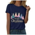 thumbnail image 6 of UngA Christmas Tshirts Women Merry Christmas Printed T-Shirts Short Sleeve Holiday Tee Xmas Gift Tops Womens Christmas Shirts (Navy,XXXL), 6 of 6