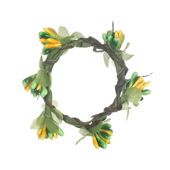 Darzheoy Easter Bunny Napkin Rings, Plush Bunny Ear Napkin Holder, Green Flower Leaves Napkin Buckles, Easter Serviette Rings for Easter Party Kitchen Dining Table