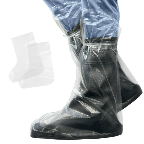 Waterproof Disposable Boot Covers, XL Size. Pack of 100 Clear Disposable Booties for Shoes Covers. Disposable Shoe Covers for Indoors Non Slip. Shoe Booties Disposable Non Slip