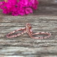 thumbnail image 3 of Bridal Set Cushion Cut Morganite Engagement Ring Set On 10k Rose Gold Art Deco Style Anniversary Gift, 3 of 6