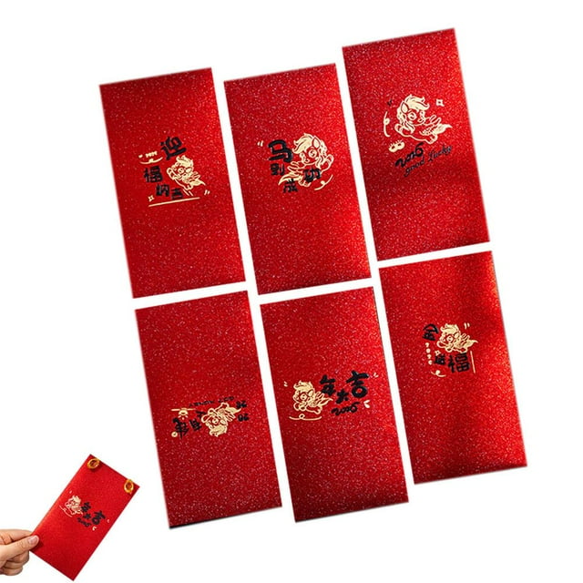 6 Pcs Enveloppes Rouges du Nouvel An Chinois 2026, Paquets Angpao Hongbao pour le Nouvel An Lunaire, Enveloppes Cadeaux d'Argent Année du Dragon, Fournitures Festives Traditionnelles