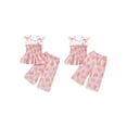 thumbnail image 2 of Suealasg Toddler Girl Summer Outfits Bow Print Sleeveless Smocked Tie-up Camisole Loose Pants 2-Pieces Set, 2 of 9