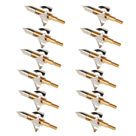 12pcs Aluminum 100grain 3 Blade Crossed Broadhead Arrow Head Bow Archery Hunting