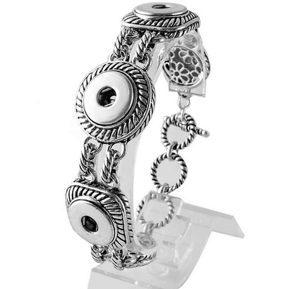 3 Snap Metal 9 inch Bracelet Snap Jewelry Fits 18MM 20MM Ginger Charm Buttons
