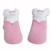 jingyuKJ 1pair Cotton Newborn Baby Socks Spring Cartoon Warm Short Socks (Lavender)