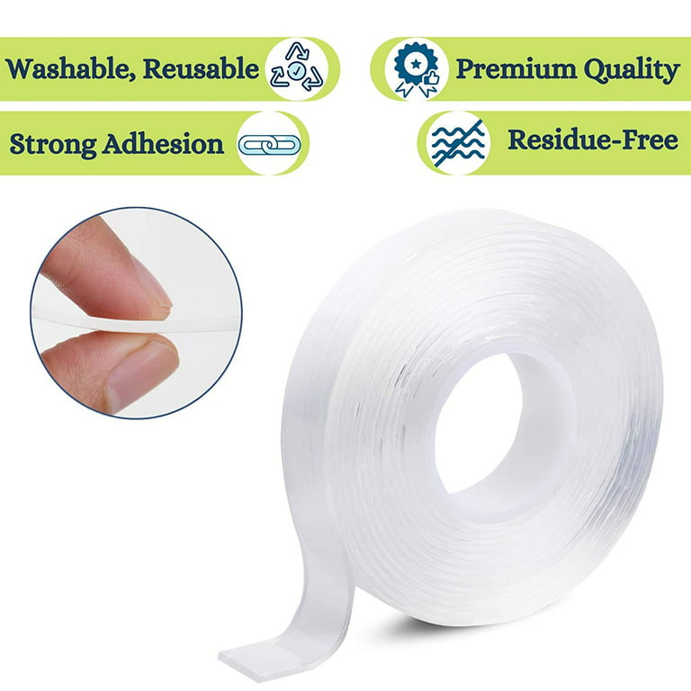 Double Sided Tape, 0.7 Inch, Transparent, Double Sided Tape for Walls,  Double Sided Adhesive Tape, Mounting Tape, Adhesive Tape, Two Sided Tape,  Double Stick Tape, Double Face Tape 