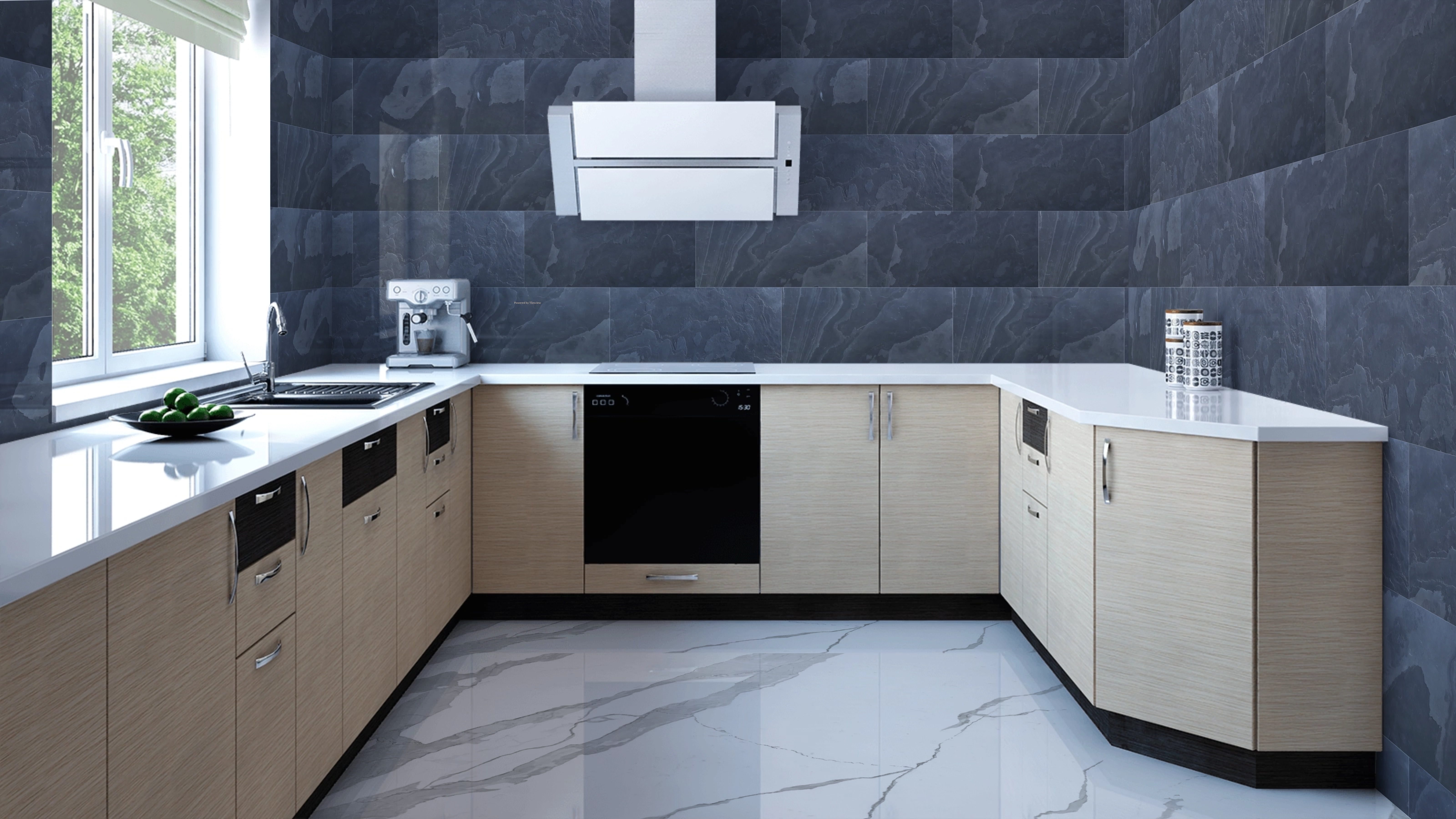 Dundee Deco Veneer Wall Panels, Peel and Stick DIY Slate Stone Finish Tiles for Wall or Backsplash, Made with Real Stone in Black Steel, SAMPLE 6" x 6"