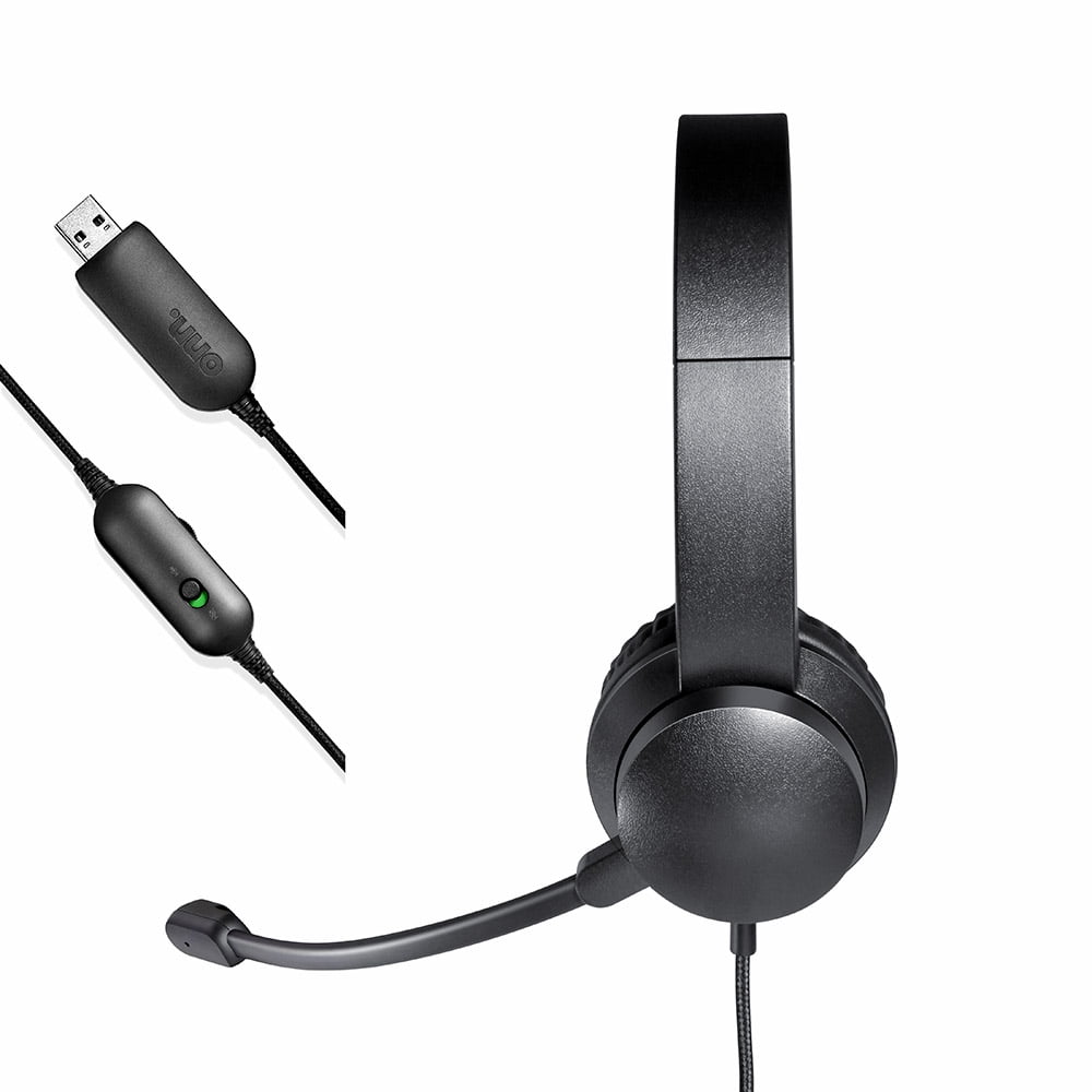 onn. USB Stereo Headset with Built-in Microphone and in-Line Volume Control, 6 ft Cable