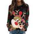 thumbnail image 2 of Chandail en Molleton de Noël pour Femmes 2023 Mode Décontractée Manches Longues Col Rond Imprimé à Carreaux Chandail en Molleton Blouse en Solde, 2 of 4