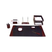 Dacasso D7012 Burgundy Leather 8-Piece Desk Set