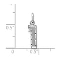 thumbnail image 3 of Auriga 14k White Gold Brushed Diamond-cut Number 1 Charm for Women (L-15.42 mm, W-4.96 mm), 3 of 4