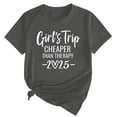 thumbnail image 2 of Tittly T Shirts for Women Spring Tops for Women Girl's Trip 2025 T Shirt Women's Fashion Round Neck Casual Short Sleeves Graphic Tees Tshirts Shirts Dark Gray M, 2 of 5
