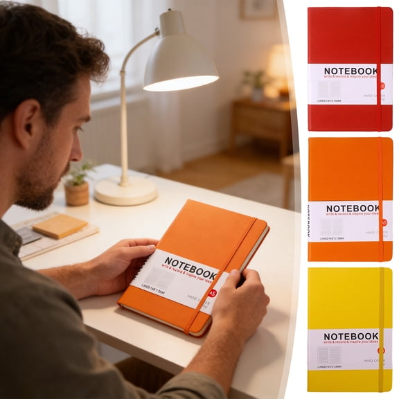 FEOLGEHLY Simple Solid Color Notebook, Thick Notebook for Work, Journaling Notebooks, Work Notebook for Women Men, College Ruled Notebook, Travel Notebook, 6 x 8 in Under 10$ (Orange)