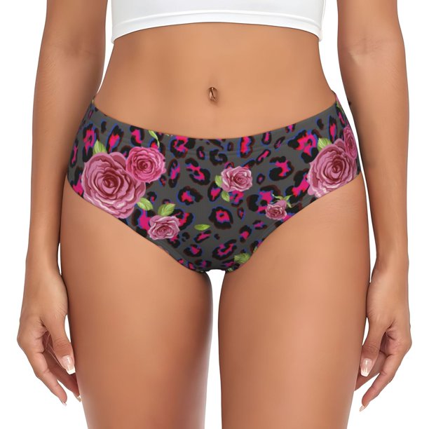 Fotbe Rose Mix Leopard 2 Calzones Estampados para Mujer – Ropa Interior de Algodón, Cómoda, Suave y Elástica-Small