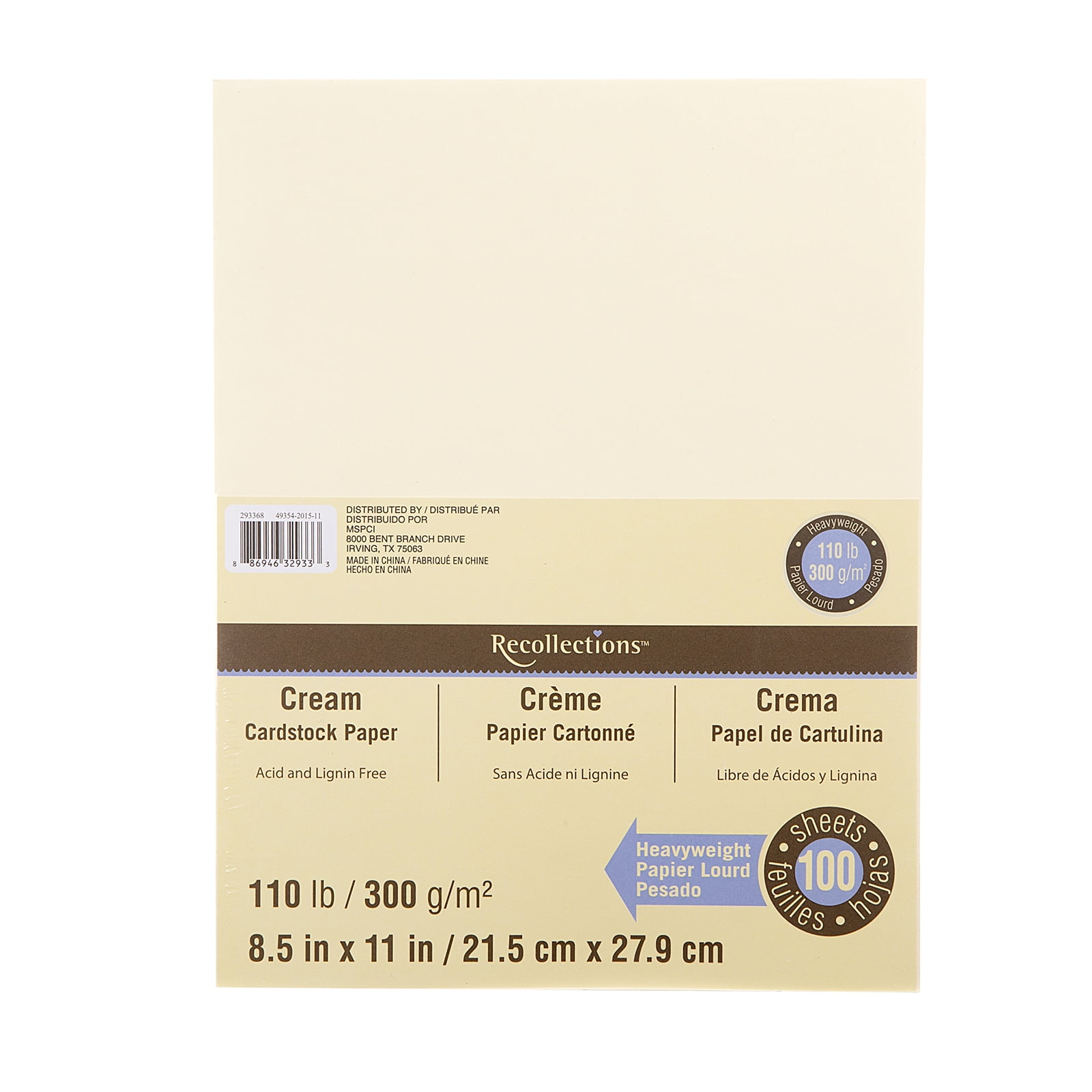 Recollections Cream Heavyweight 8.5" x 11" Cardstock Paper, 6 Packs: 100 ct. (600 total)