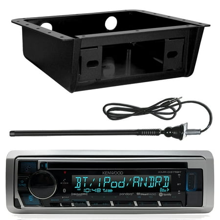 Kenwood KMRD375BT Marine Boat Bluetooth Stereo Receiver CD Player Bundle Combo With Metra Underdash DIN Kit + Enrock 45