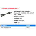 thumbnail image 2 of Rear Right CV Axle Assembly - Compatible with 2003 - 2006 INFINITI G35 3.5L V6 2004 2005, 2 of 2