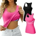 thumbnail image 3 of Charmo 2-Pack Cotton Tank Tops for Womens with Shelf Bra Racerback Yoga Camisole Workout Undershirts, 3 of 6