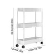 thumbnail image 3 of Crevice Storage Rack 3-Tier Movable Organizer with Wheels | Narrow 12cm Thick Plastic | Adjustable Shelves & Hooks | Bathroom Kitchen Corner Utility Shelf | Easy Assembly 15.8x4.7x24.7in Black White, 3 of 6