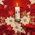 thumbnail image 6 of HAOXIT Lovely Christmas Candles Bells and Poinsettia Table Topper, Small Tablecloth, Large Doily (Round) 46-50, 6 of 8