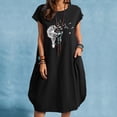 thumbnail image 2 of Robes pour Femmes 2022 Robe à Manches Courtes à Col Rond Grande Taille Robe Imprimée Décontractée Ample d'Été Midi avec Poches, 2 of 4