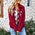 thumbnail image 4 of Ropa Exterior De Lana De Invierno, Abrigo Informal De Mujer Con Botones De Moda Con Bolsillos Para El Trabajo OTVIAP L rojo, 4 of 8