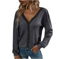 thumbnail image 2 of Babysbule Women's Tops, Jackets& Coat Fashion Women's Fashion Casual Color Matching Button Long Sleeve Cardigan Top Blouse, 2 of 9