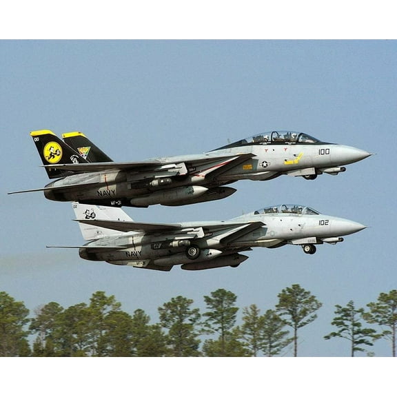 F-14 Tomcat Fighter Jets Taking Off Style -1 - 12x18 Inch Laminated Aviation Poster - Stunning Detail and Bold Colors