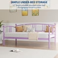 thumbnail image 4 of Twin Daybed Without Trundle, Metal Twin Size Daybed with Underbed Storage Space, Steel Slat Support Sofa Bed for Living Room, Bedroom, Guest Room, Purple with Sturdy Steel Slats, 4 of 8